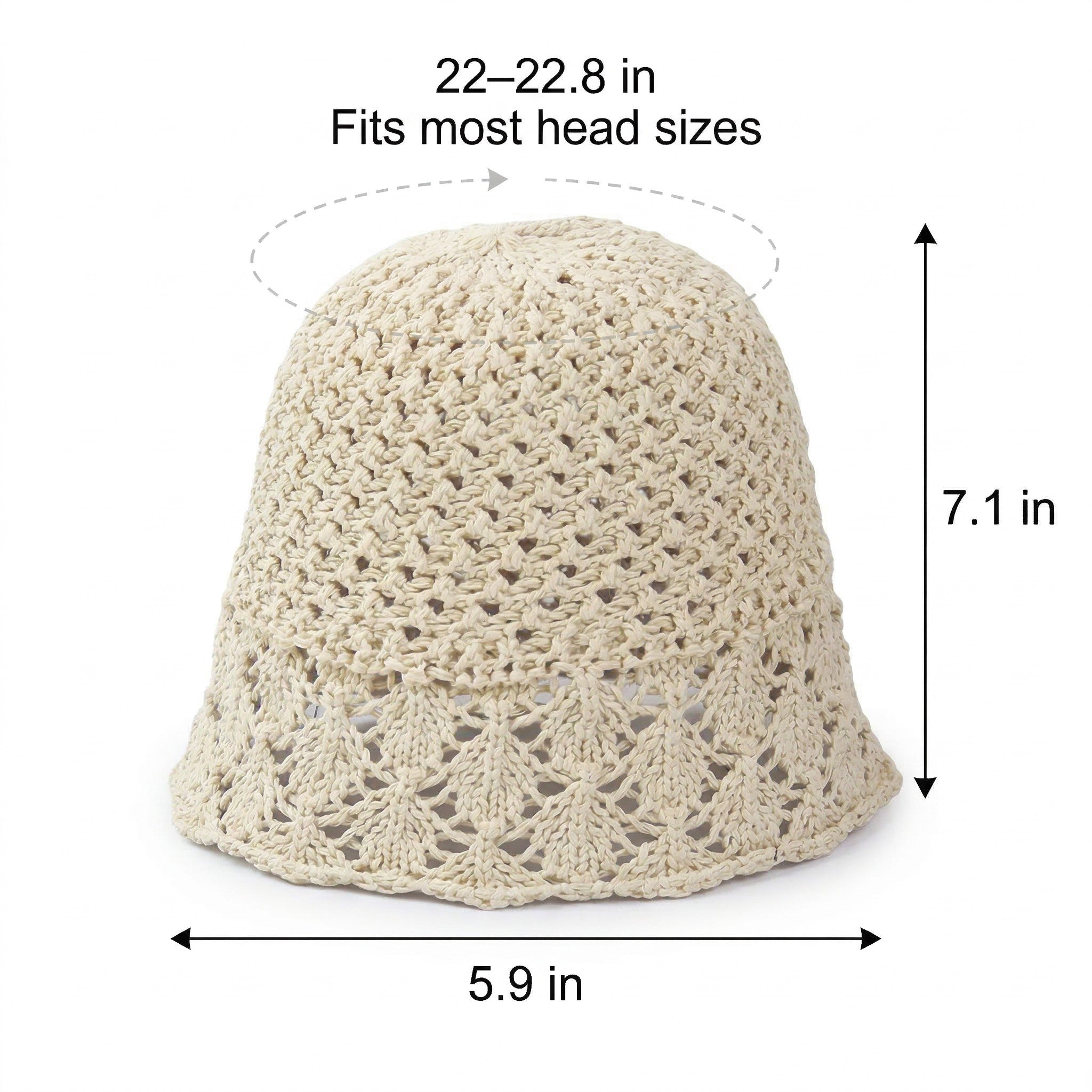 Anna-Kaci Women Crochet Bucket Hat Lightweight Breathable Summer Sun Hat Wide Brim Beach Hat