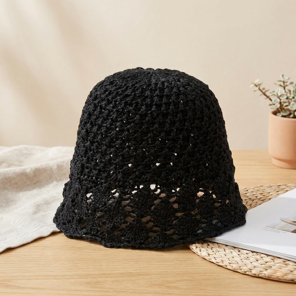 Anna-Kaci Women Crochet Bucket Hat Lightweight Breathable Summer Sun Hat Wide Brim Beach Hat