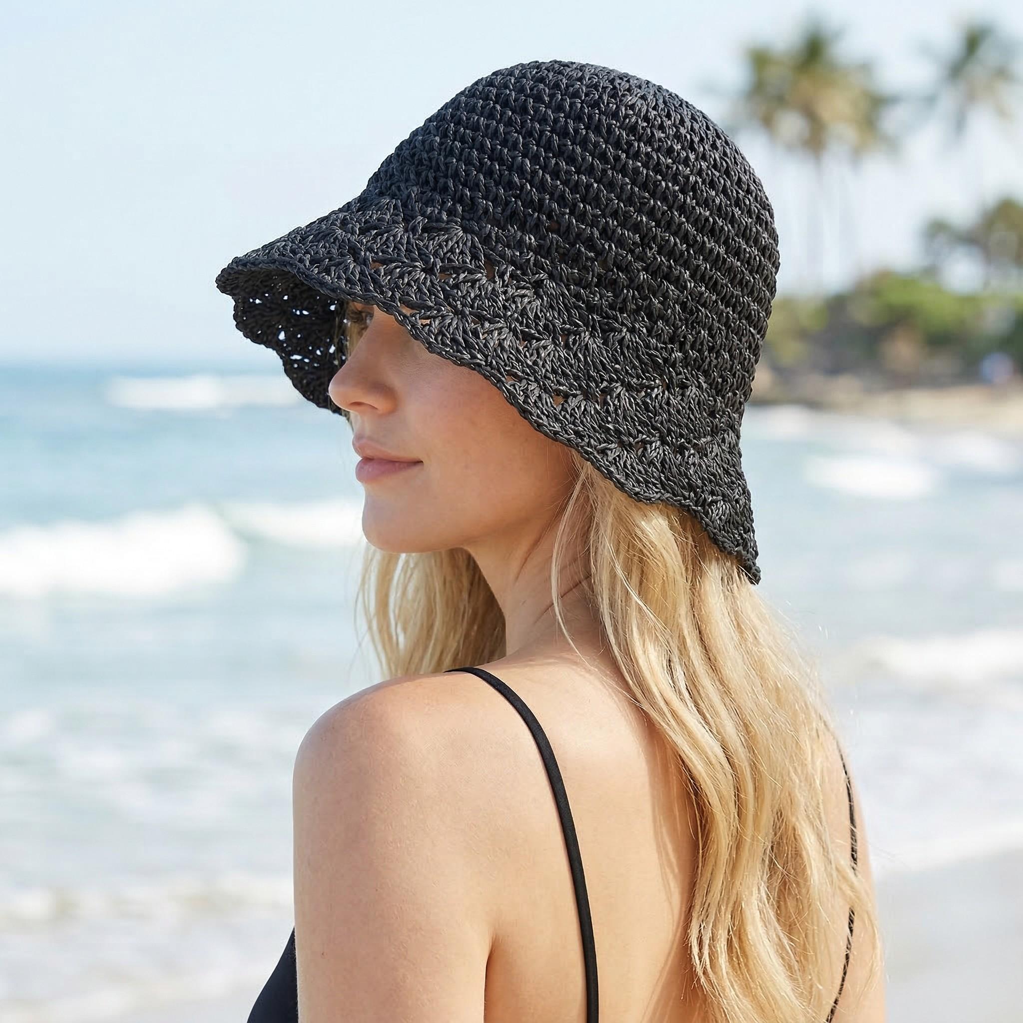 Anna-Kaci Women Crochet Bucket Hat Lightweight Breathable Summer Sun Hat Wide Brim Beach Hat