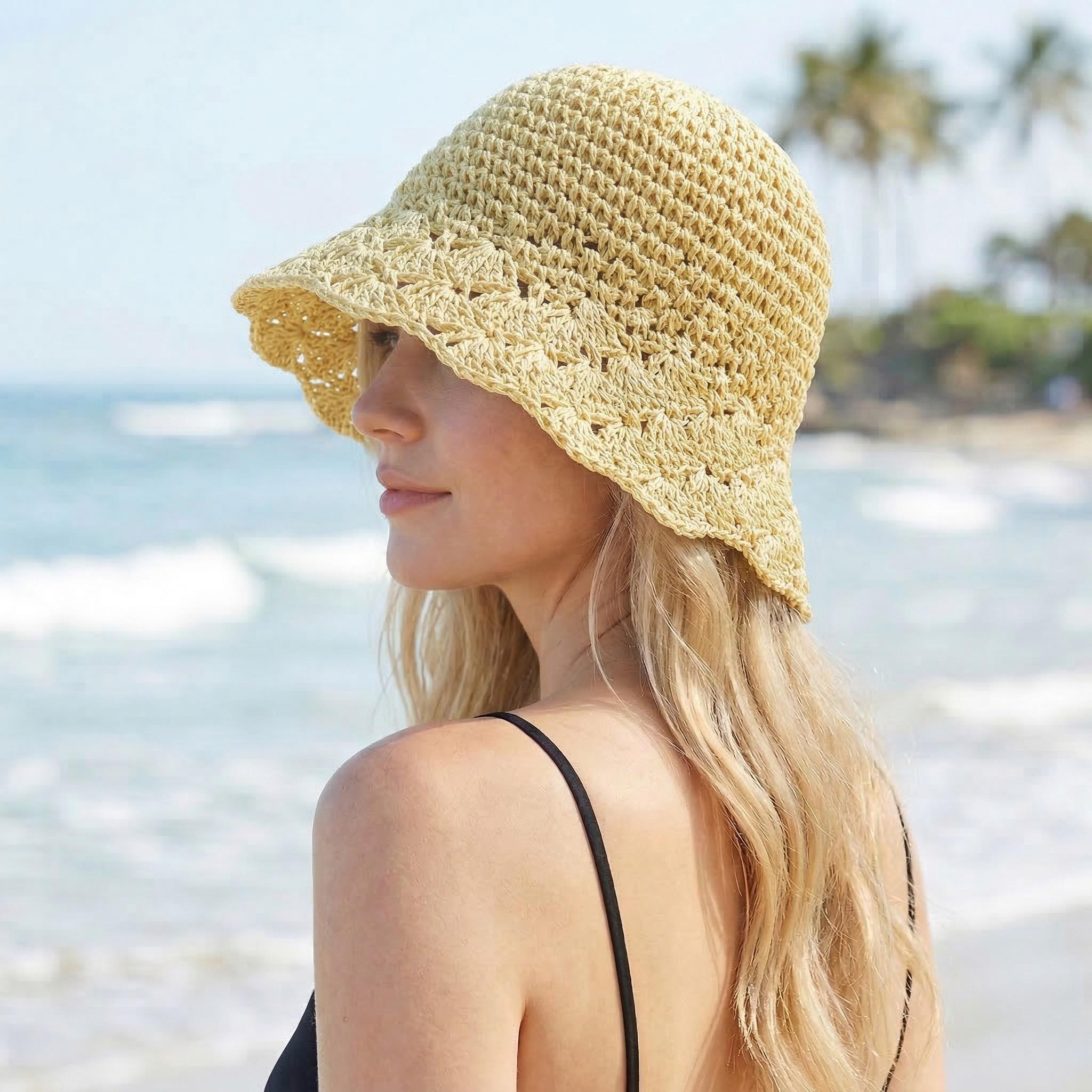 Anna-Kaci Women Crochet Bucket Hat Lightweight Breathable Summer Sun Hat Wide Brim Beach Hat