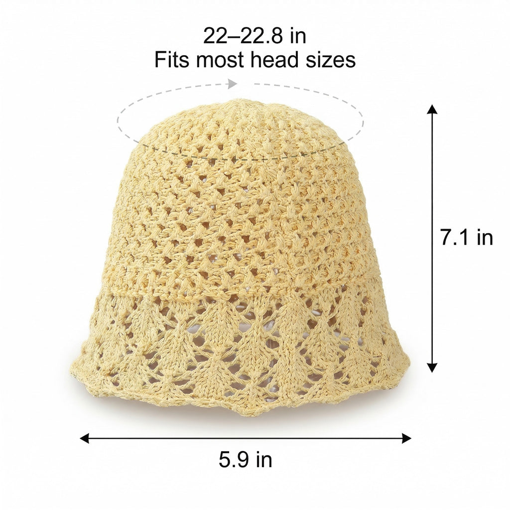 Anna-Kaci Women Crochet Bucket Hat Lightweight Breathable Summer Sun Hat Wide Brim Beach Hat