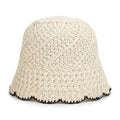 Anna-Kaci Women Crochet Straw Bucket Hat Scalloped Edge Wide Brim Summer Sun Hat