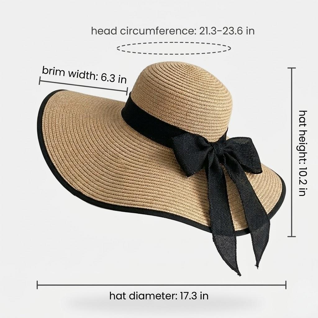 Anna-Kaci Women Wide Brim Straw Sun Hat with Bow Tie Summer Beach Floppy Hat UV Protection