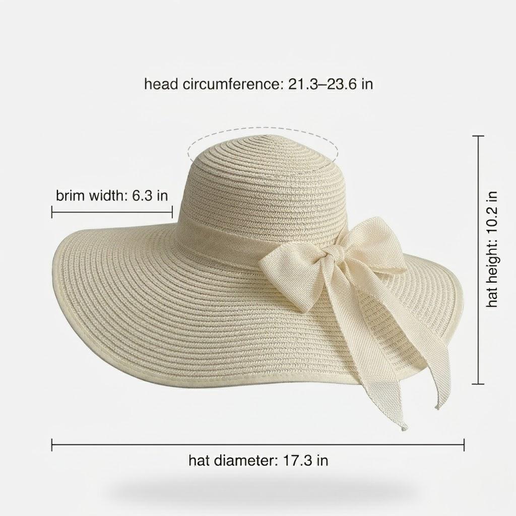 Anna-Kaci Women Wide Brim Straw Sun Hat with Bow Tie Summer Beach Floppy Hat UV Protection