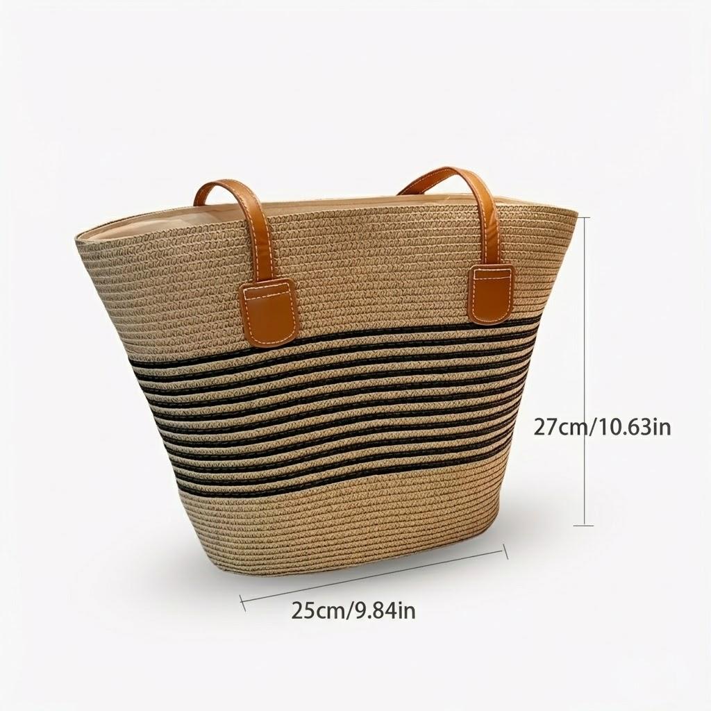 Anna-Kaci Women Wide Brim Straw Hat with Matching Tote Bag Bow Detail Summer Beach Set