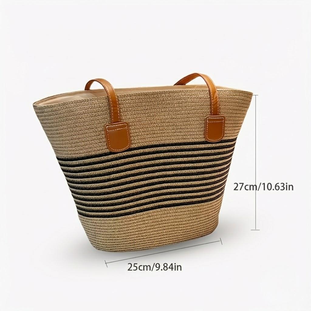 Anna-Kaci Women Wide Brim Straw Hat with Matching Tote Bag Bow Detail Summer Beach Set