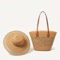 Anna-Kaci Women's Straw Sun Hat & Tote Bag Set, Wide Brim Beach Hat with Woven Summer Handbag