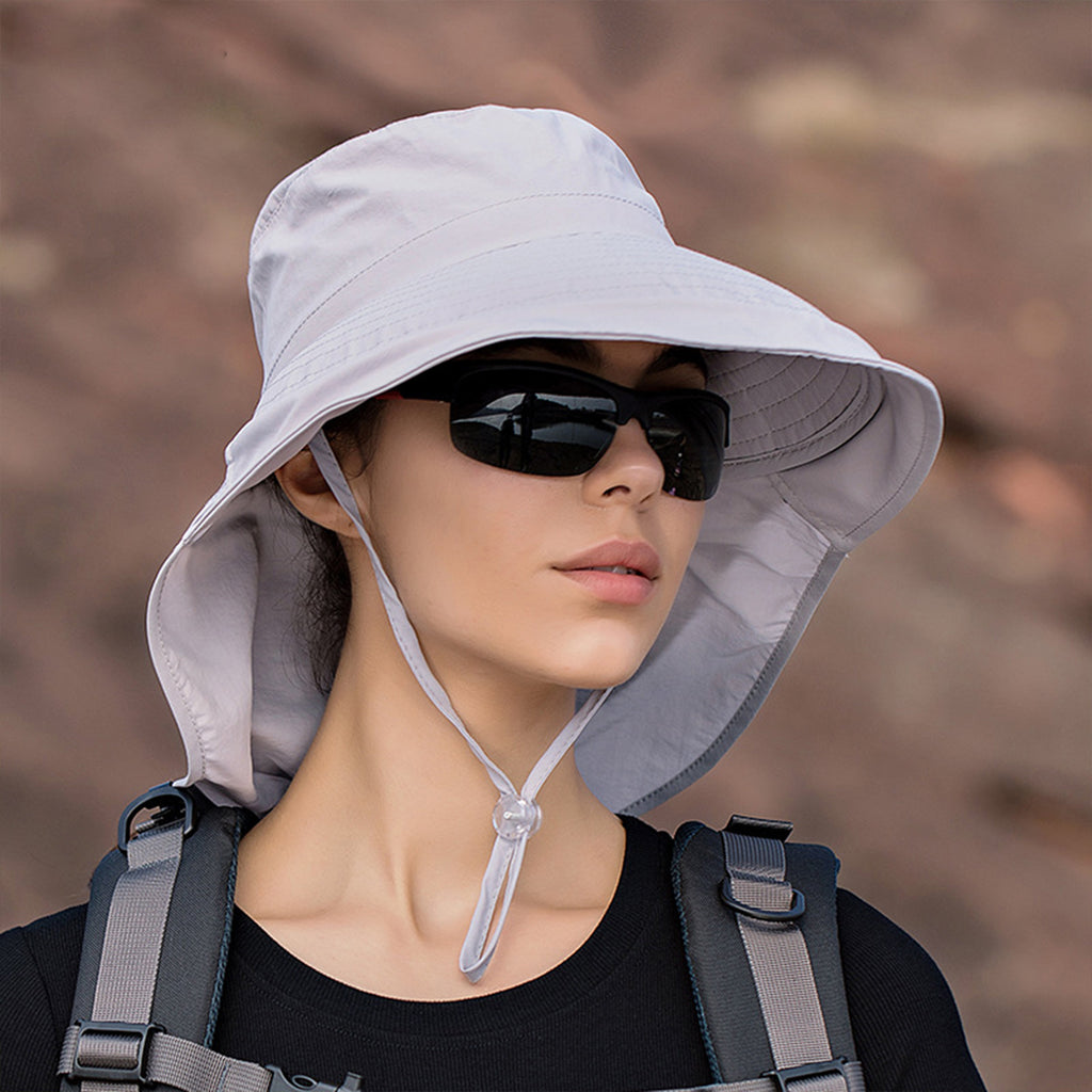 Anna-Kaci Wide Brim Sun Hat with Neck Flap Ponytail Opening Water Resistant Outdoor Hat for Women