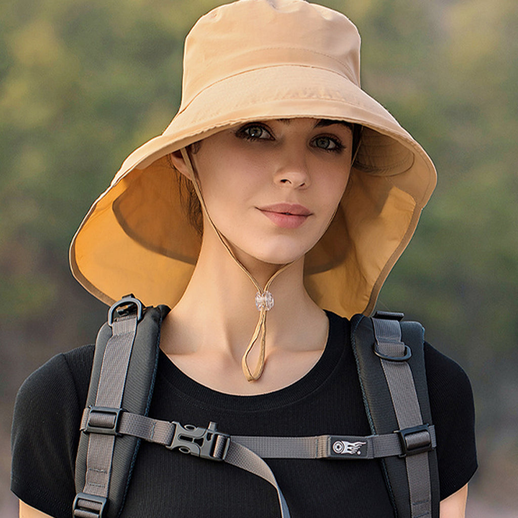 Anna-Kaci Wide Brim Sun Hat with Neck Flap Ponytail Opening Water Resistant Outdoor Hat for Women