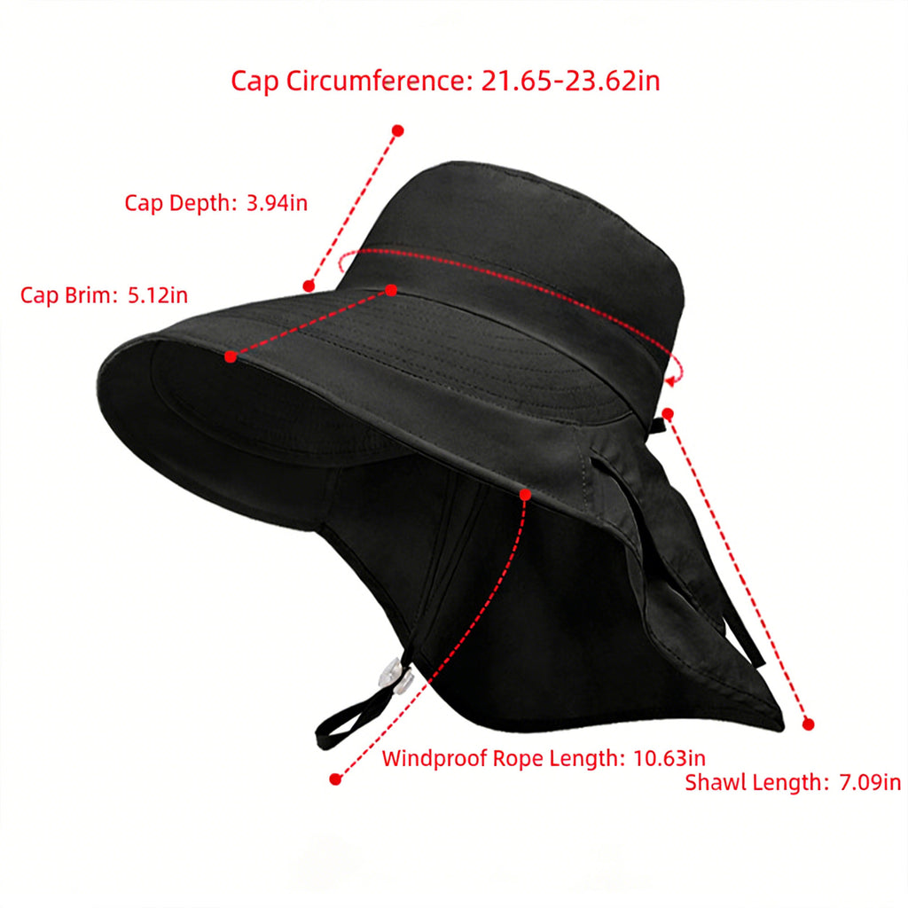 Anna-Kaci Wide Brim Sun Hat with Neck Flap Ponytail Opening Water Resistant Outdoor Hat for Women
