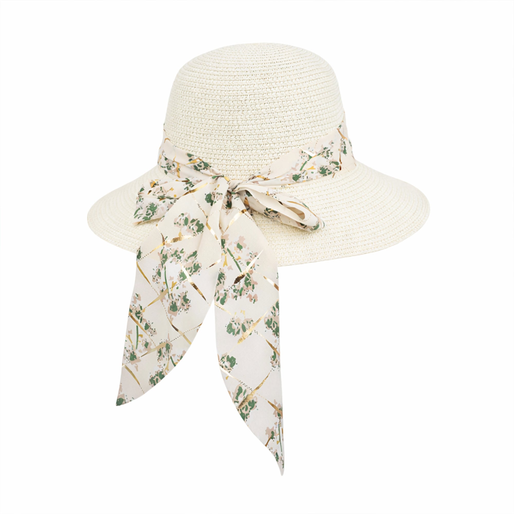 Anna-Kaci Women's Wide Brim Straw Sun Hat Floral Bow Ribbon Summer Beach Hat Adjustable Fit Lightweight