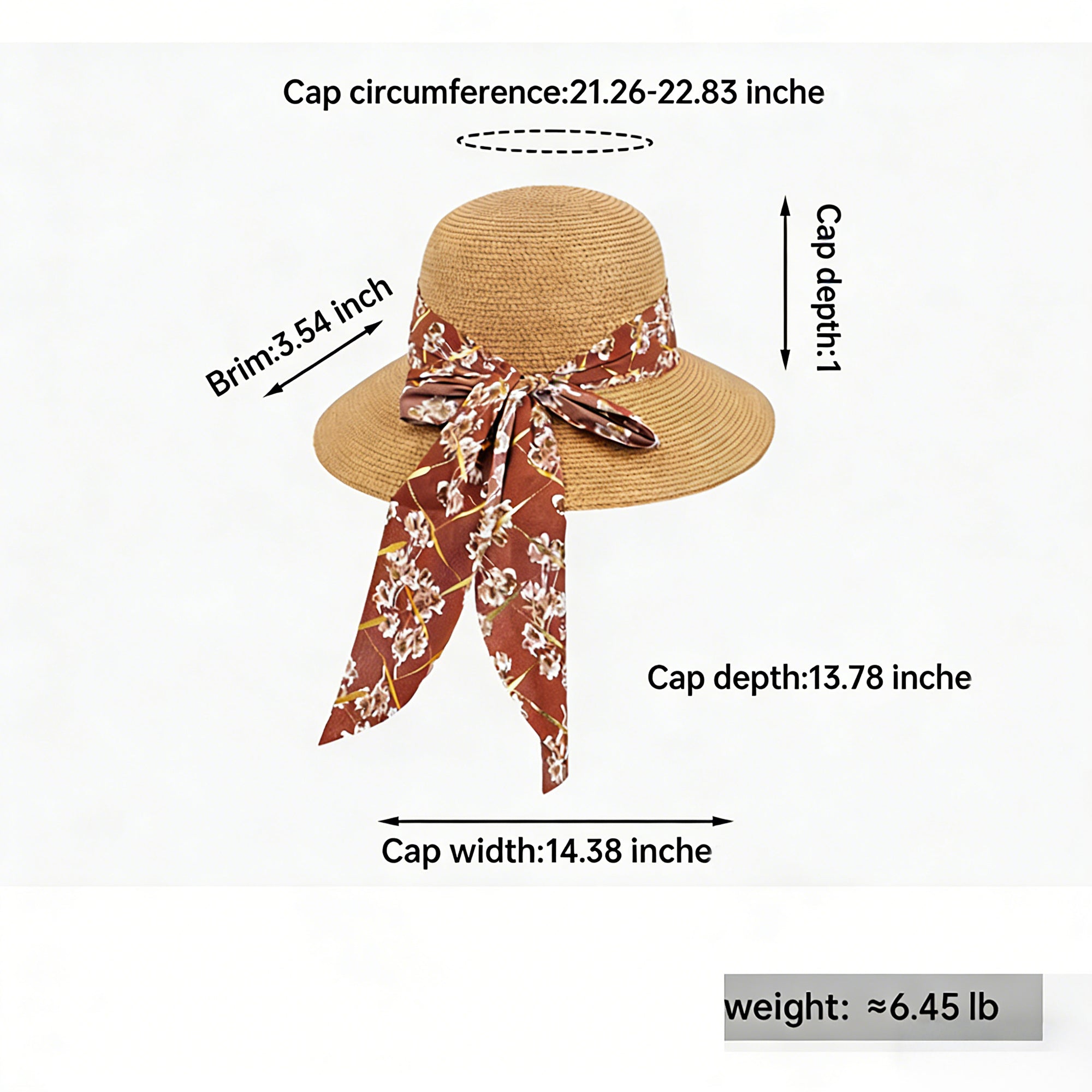 Anna-Kaci Women's Wide Brim Straw Sun Hat Floral Bow Ribbon Summer Beach Hat Adjustable Fit Lightweight