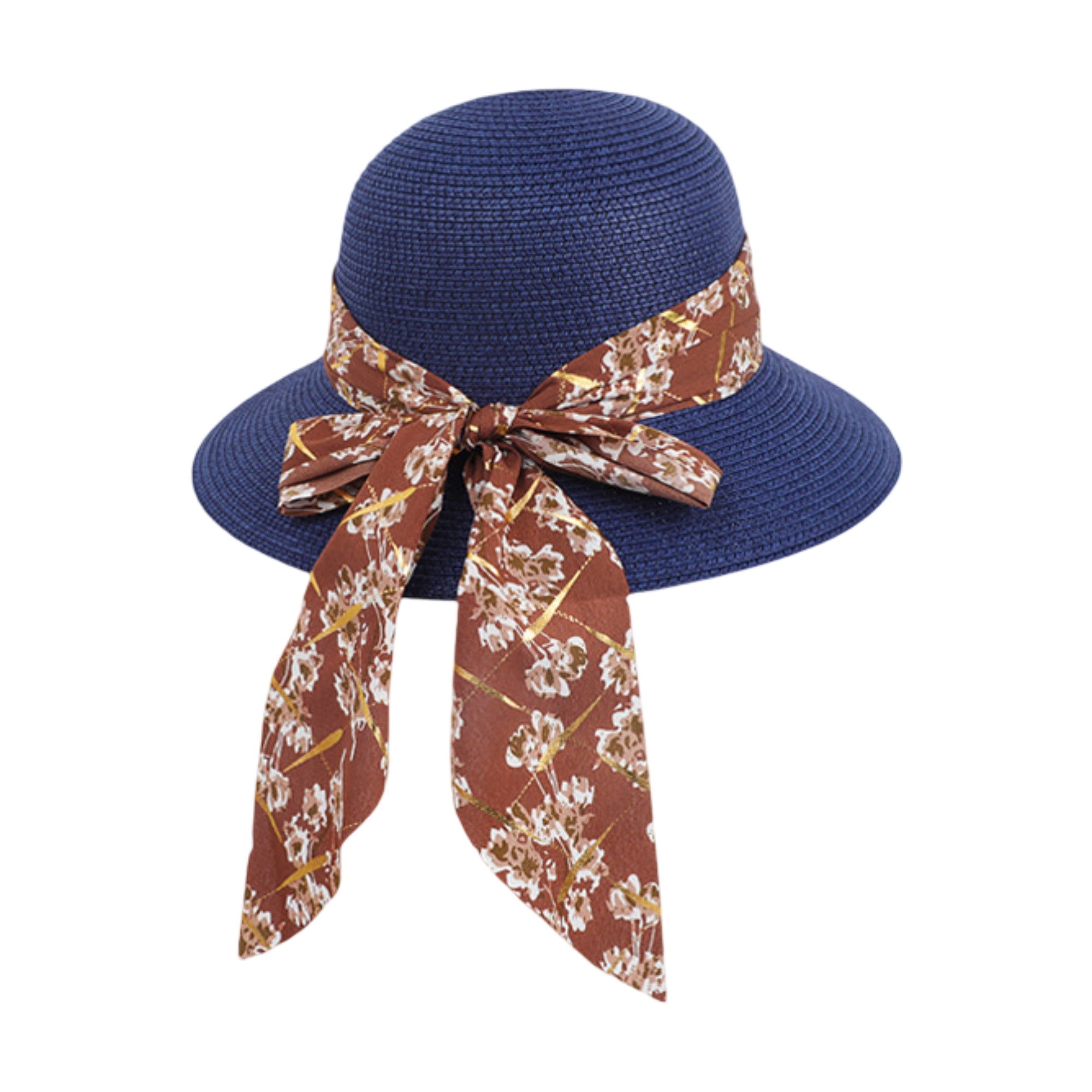 Anna-Kaci Women's Wide Brim Straw Sun Hat Floral Bow Ribbon Summer Beach Hat Adjustable Fit Lightweight