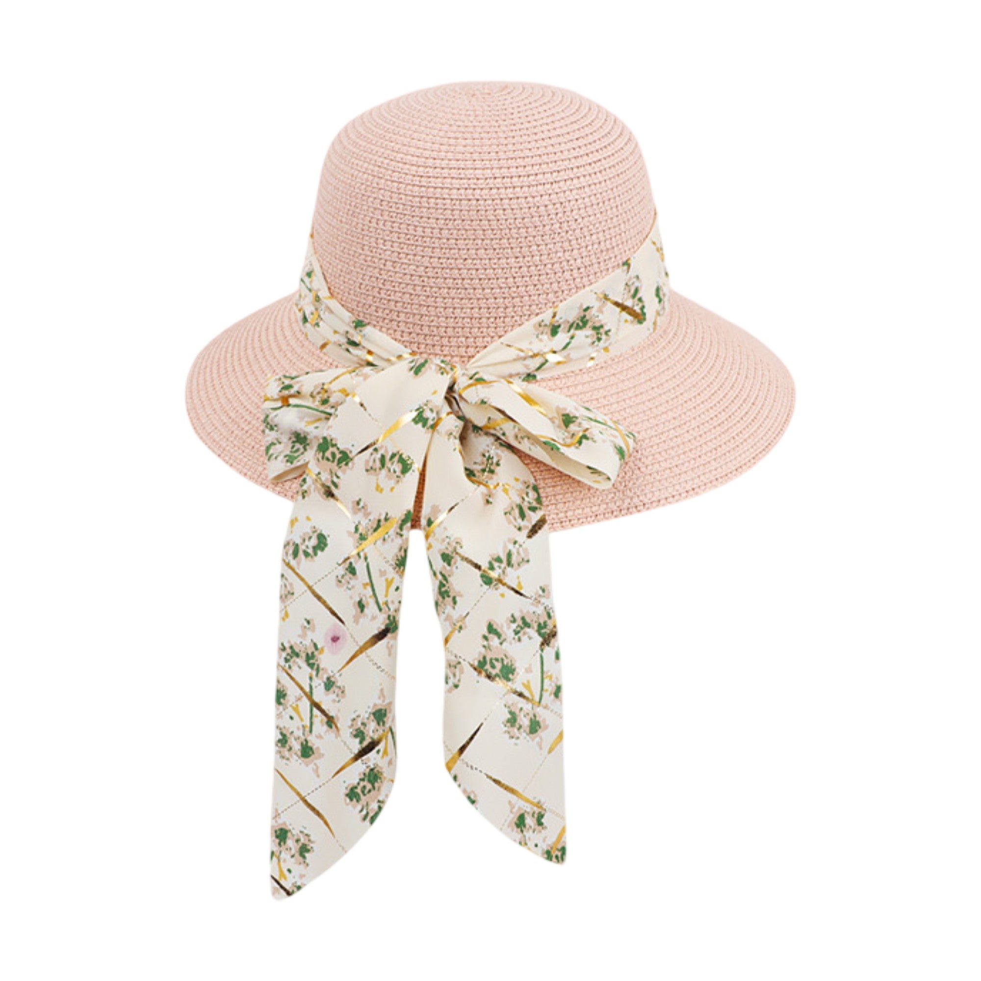 Anna-Kaci Women's Wide Brim Straw Sun Hat Floral Bow Ribbon Summer Beach Hat Adjustable Fit Lightweight