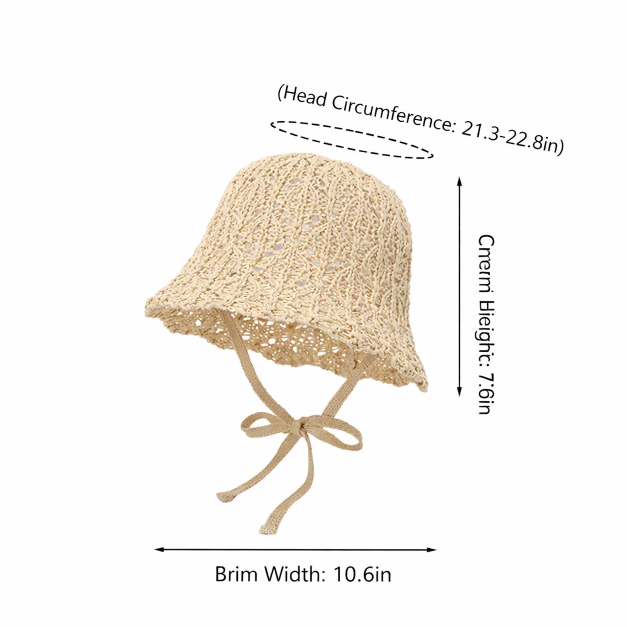 Anna-Kaci Women's Crochet Bucket Sun Hat Wide Brim Knit Beach Hat Adjustable Chin Tie Summer Hat