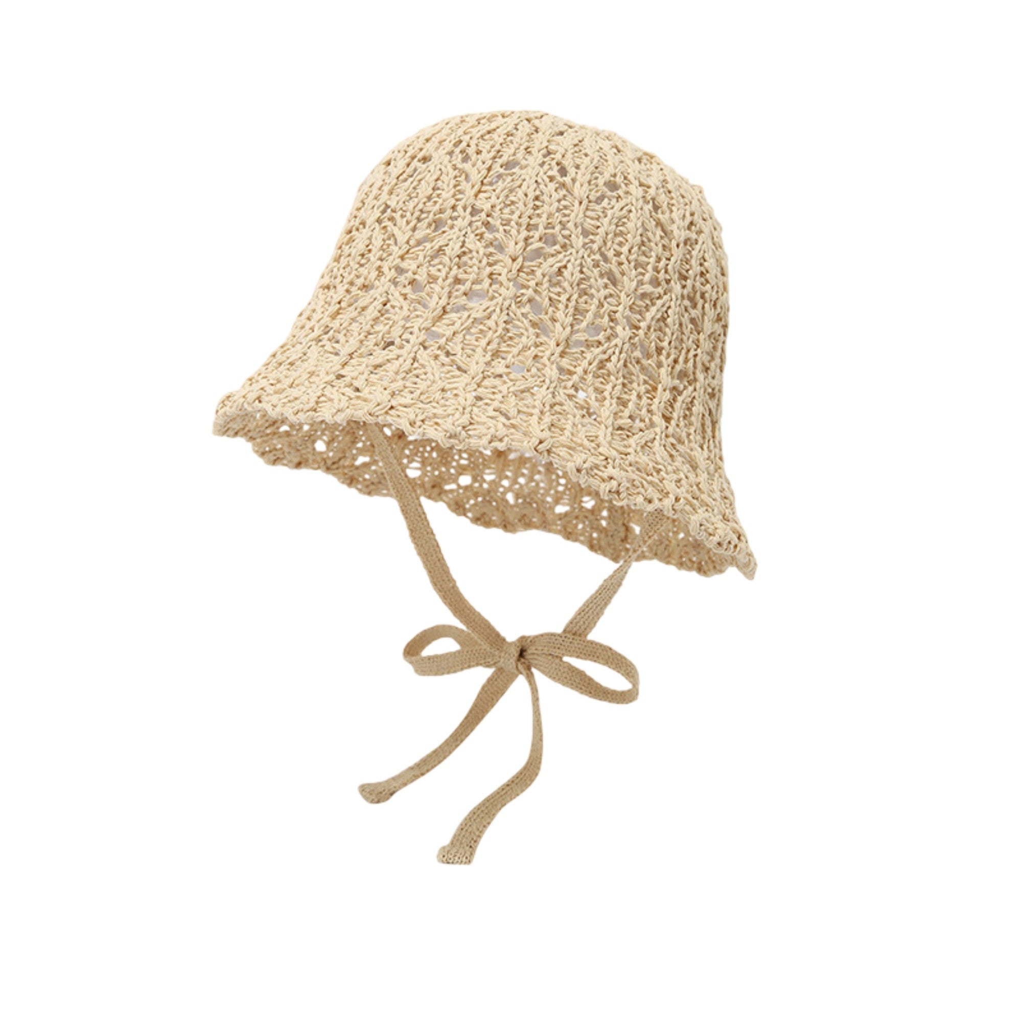 Anna-Kaci Women's Crochet Bucket Sun Hat Wide Brim Knit Beach Hat Adjustable Chin Tie Summer Hat