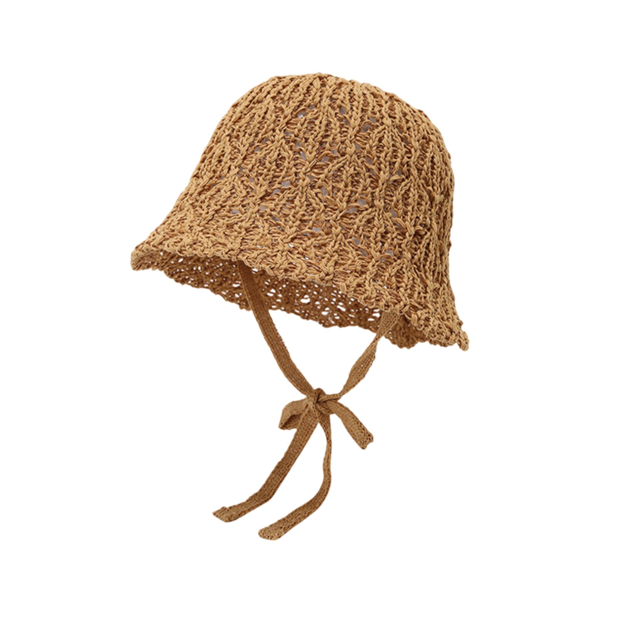 Anna-Kaci Women's Crochet Bucket Sun Hat Wide Brim Knit Beach Hat Adjustable Chin Tie Summer Hat