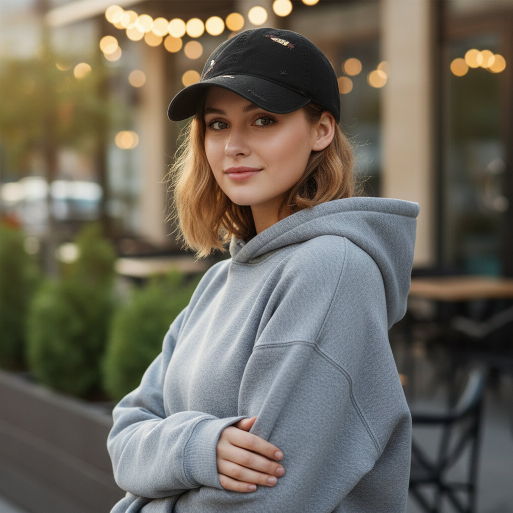 Anna-Kaci Women's Cotton Baseball Cap Embroidered Dog Pattern Adjustable Strap Breathable Casual Hat