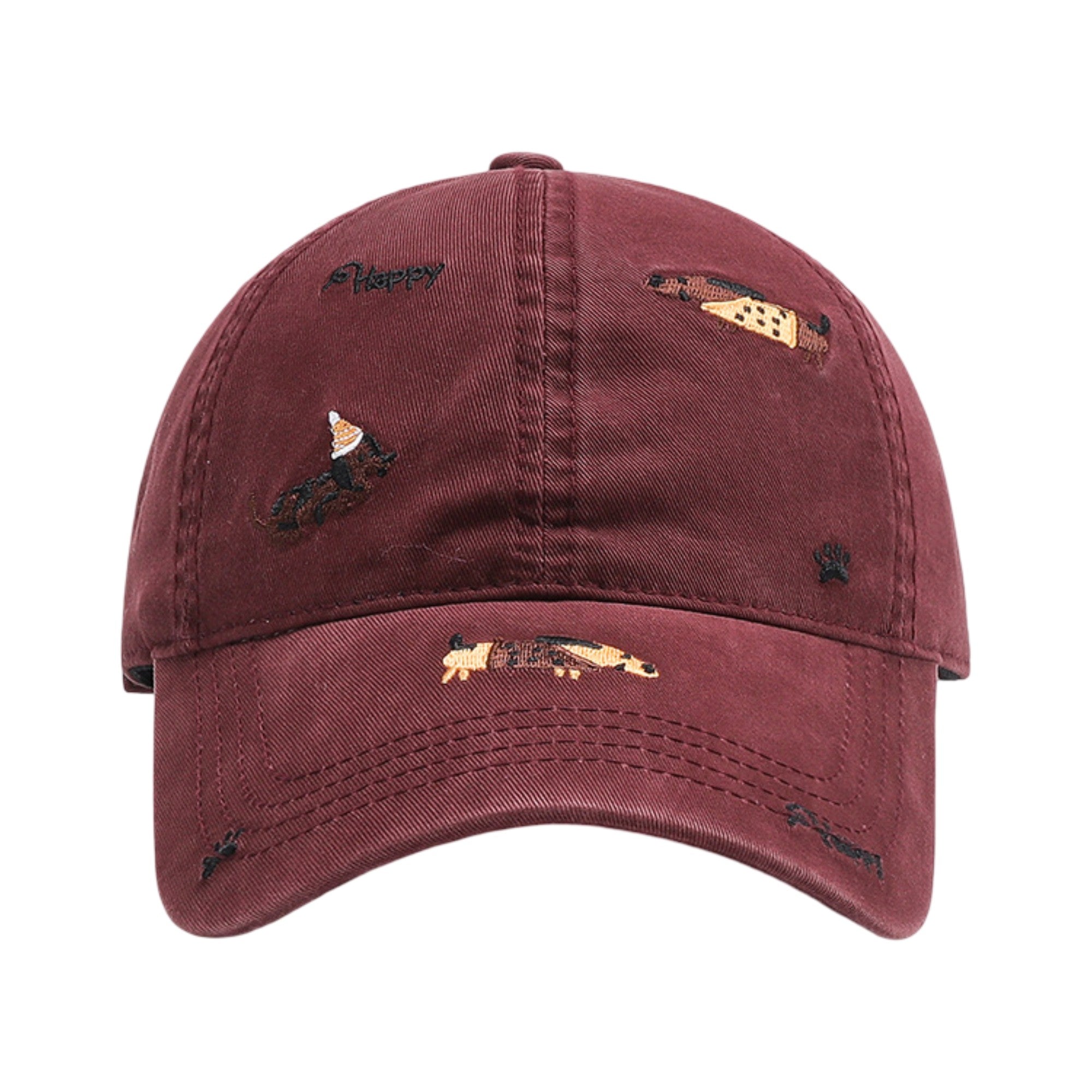 Anna-Kaci Women's Cotton Baseball Cap Embroidered Dog Pattern Adjustable Strap Breathable Casual Hat