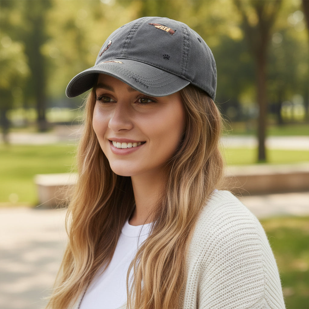 Anna-Kaci Women's Cotton Baseball Cap Embroidered Dog Pattern Adjustable Strap Breathable Casual Hat