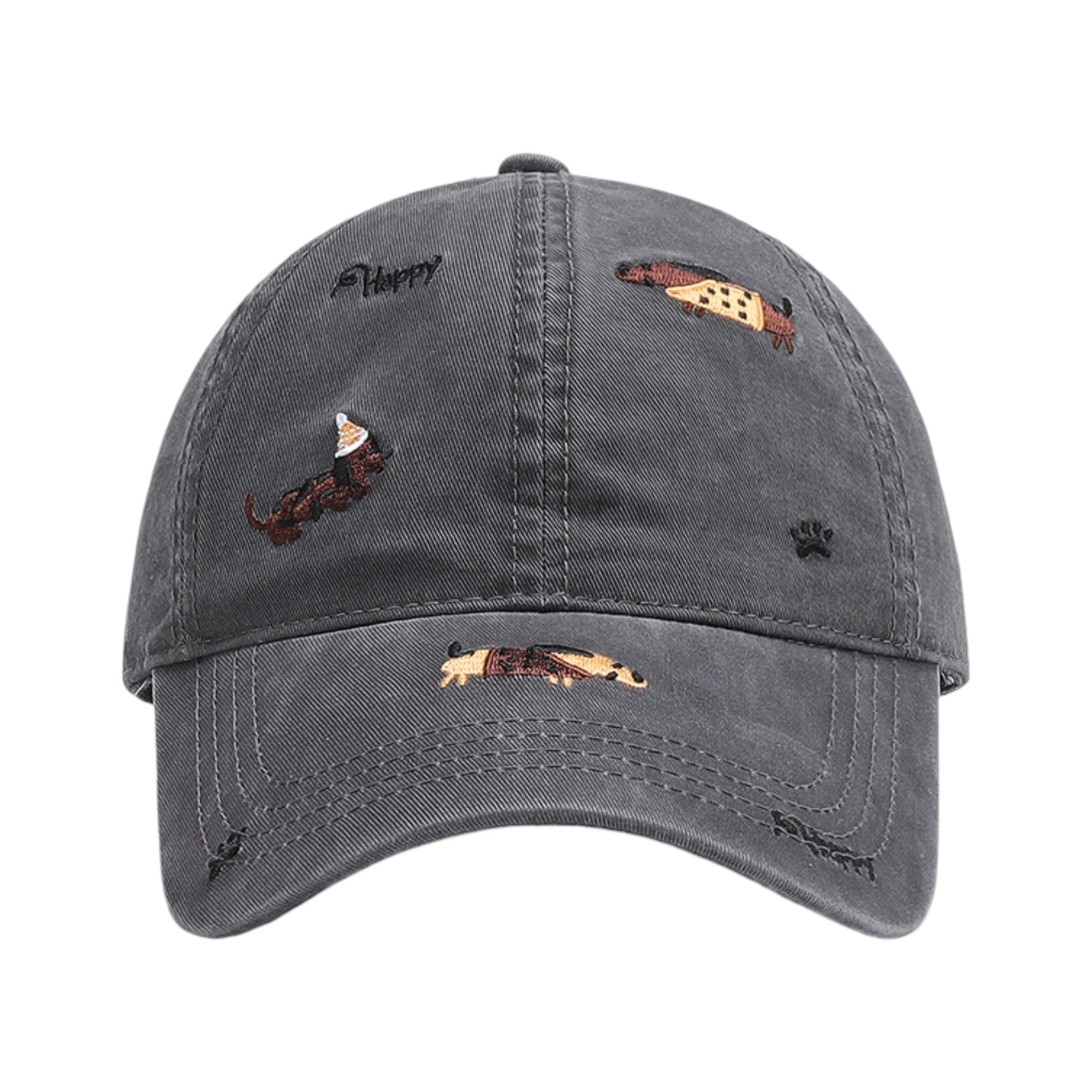 Anna-Kaci Women's Cotton Baseball Cap Embroidered Dog Pattern Adjustable Strap Breathable Casual Hat