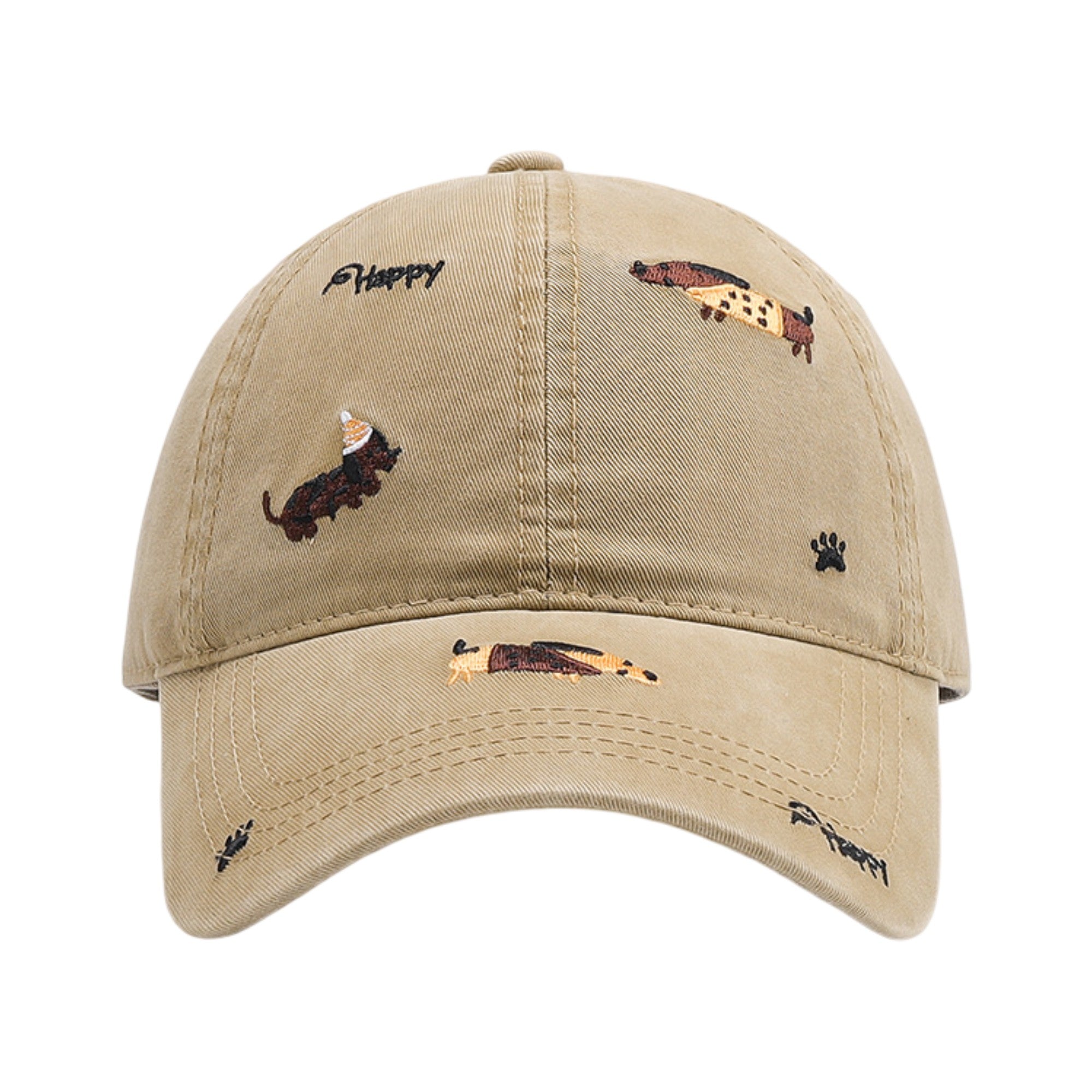Anna-Kaci Women's Cotton Baseball Cap Embroidered Dog Pattern Adjustable Strap Breathable Casual Hat