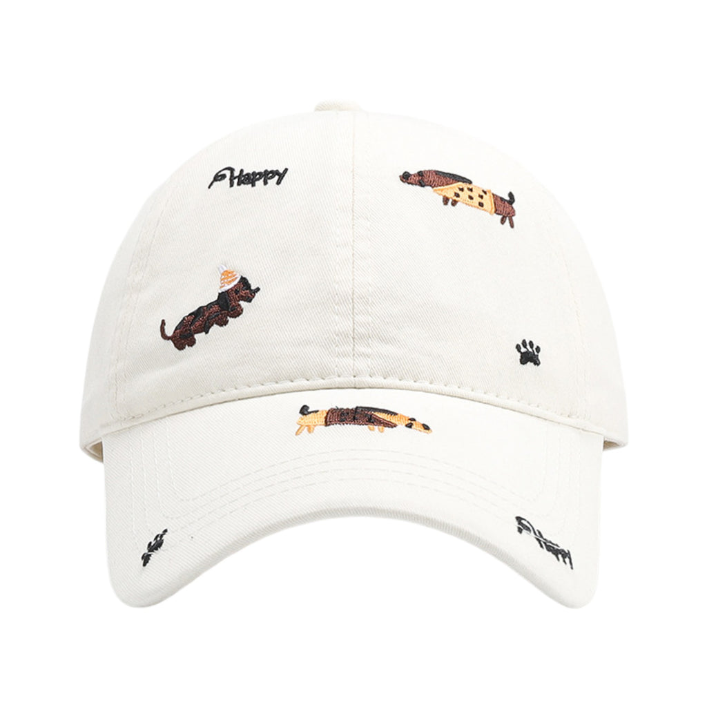Anna-Kaci Women's Cotton Baseball Cap Embroidered Dog Pattern Adjustable Strap Breathable Casual Hat