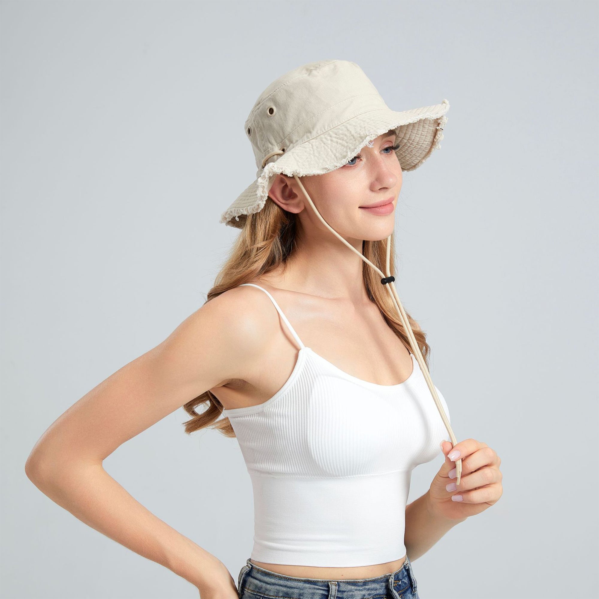 Anna-Kaci Wide Brim Bucket Hat Adjustable Chin Strap Sun Hat Foldable Packable Outdoor Hat