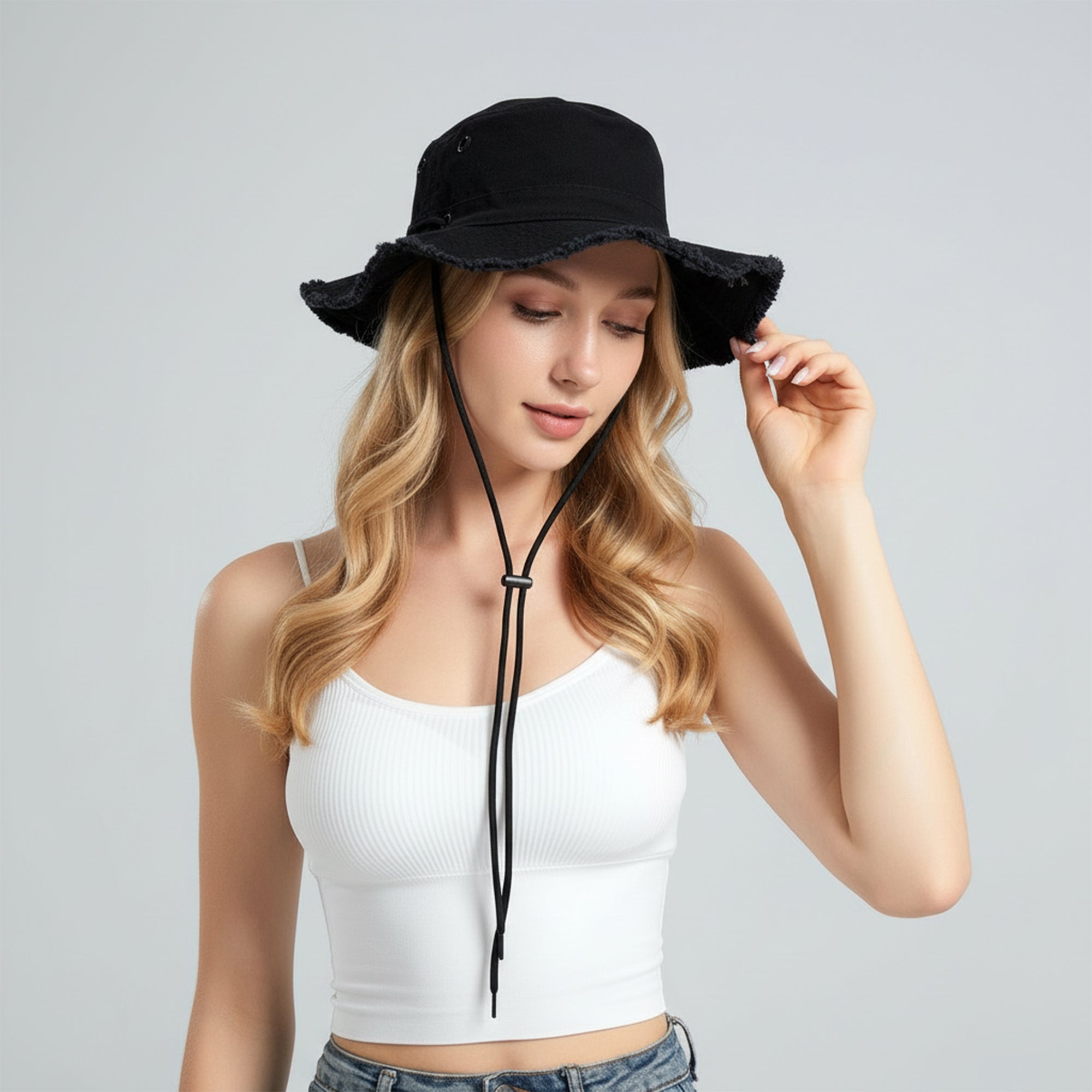 Anna-Kaci Wide Brim Bucket Hat Adjustable Chin Strap Sun Hat Foldable Packable Outdoor Hat