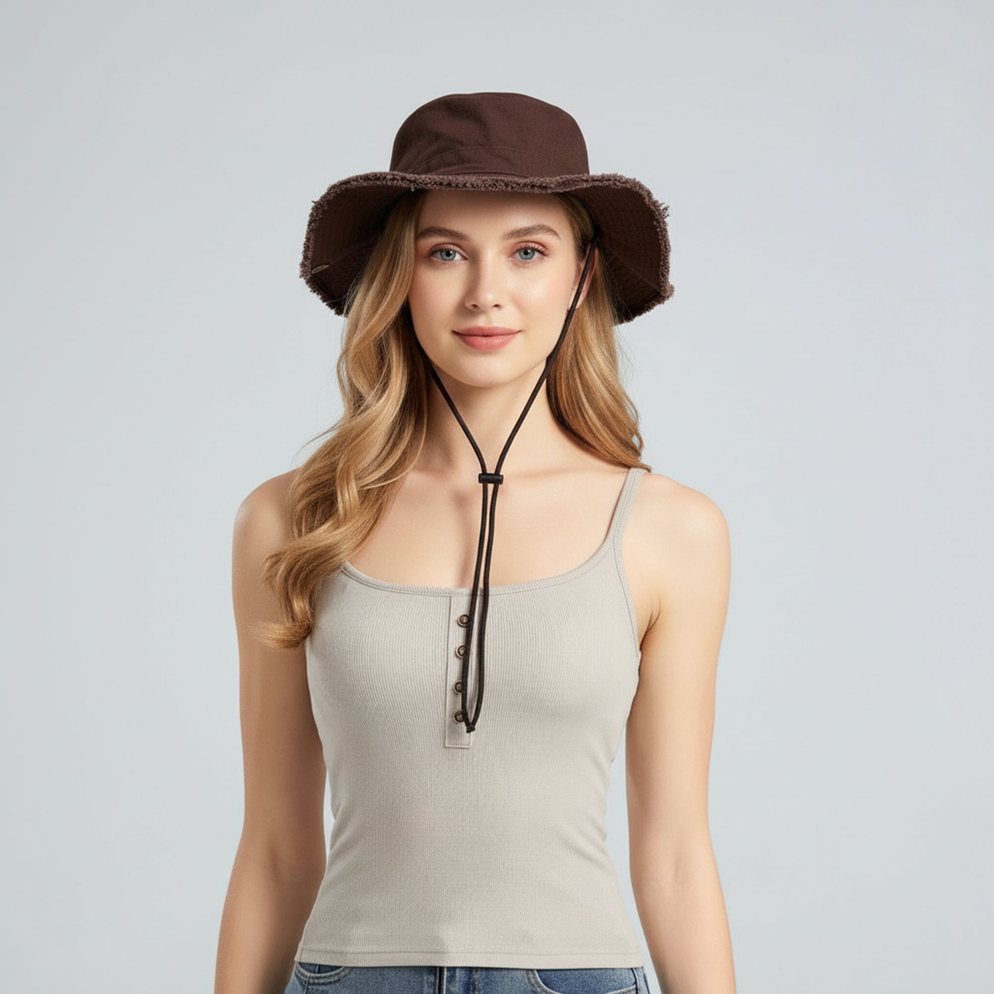 Anna-Kaci Wide Brim Bucket Hat Adjustable Chin Strap Sun Hat Foldable Packable Outdoor Hat