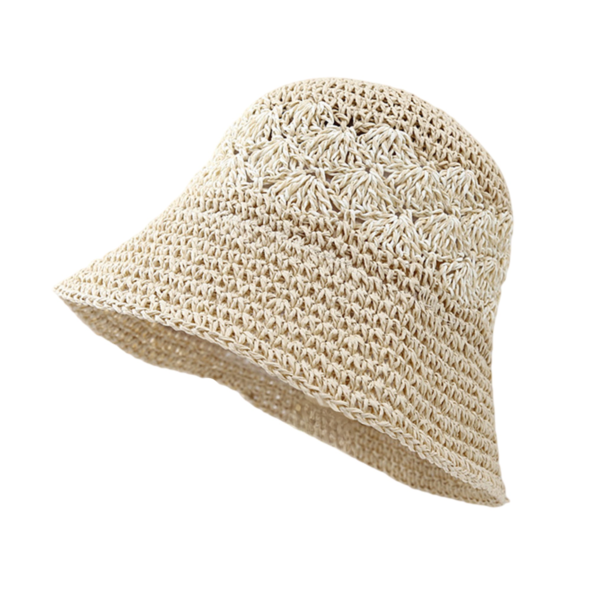 Anna-Kaci Straw Bucket Hat Woven Knit Breathable Sun Hat Adjustable Summer Hat