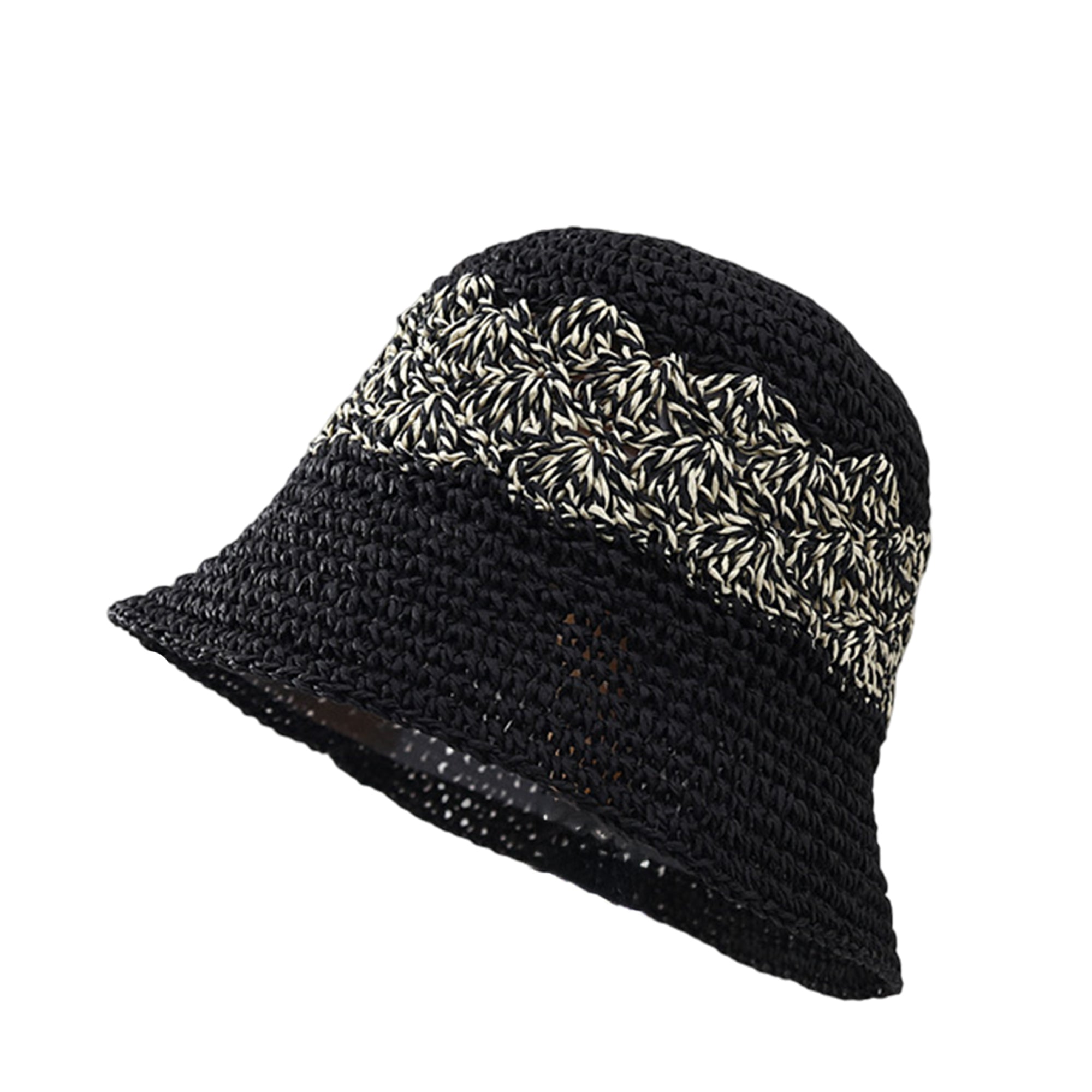 Anna-Kaci Straw Bucket Hat Woven Knit Breathable Sun Hat Adjustable Summer Hat