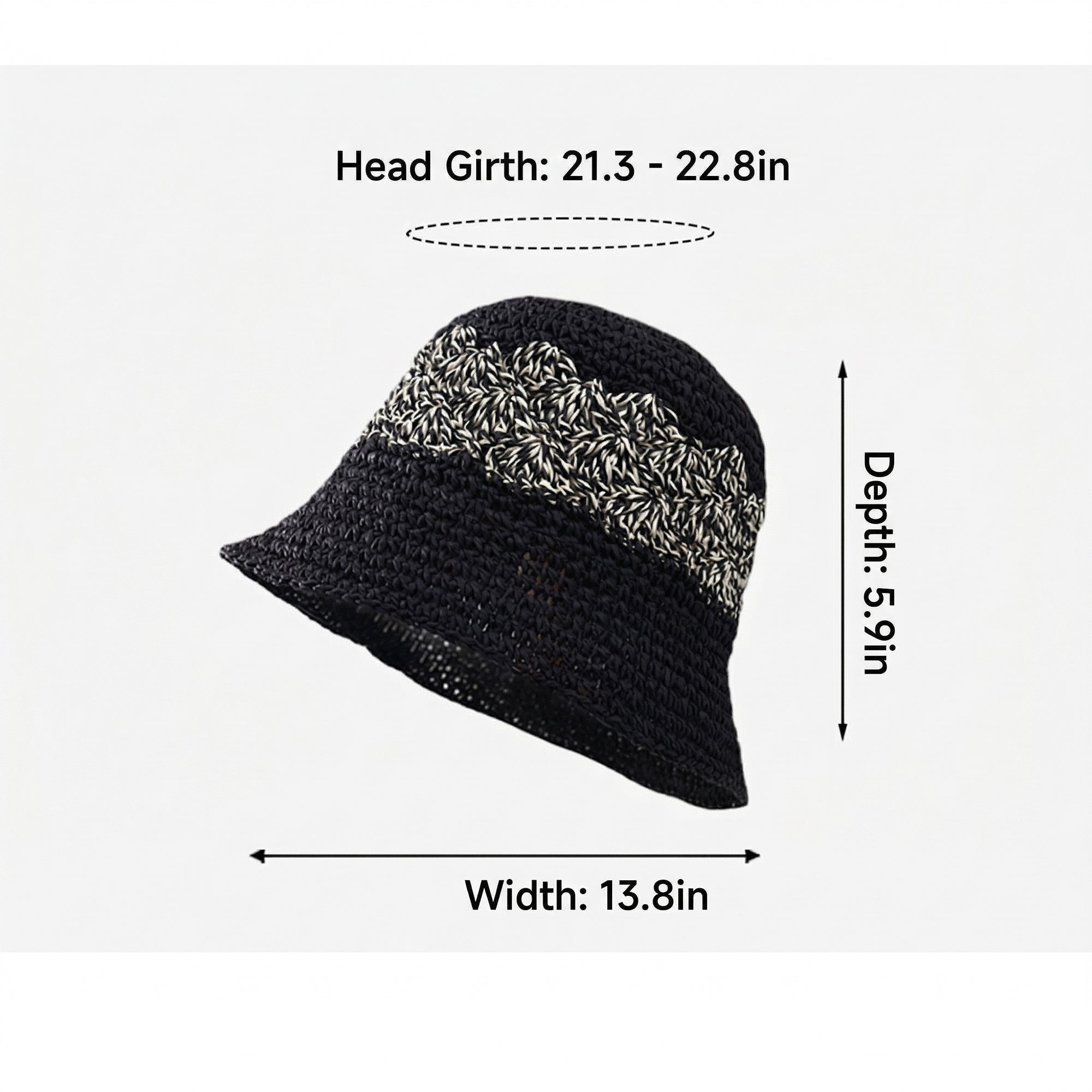 Anna-Kaci Straw Bucket Hat Woven Knit Breathable Sun Hat Adjustable Summer Hat