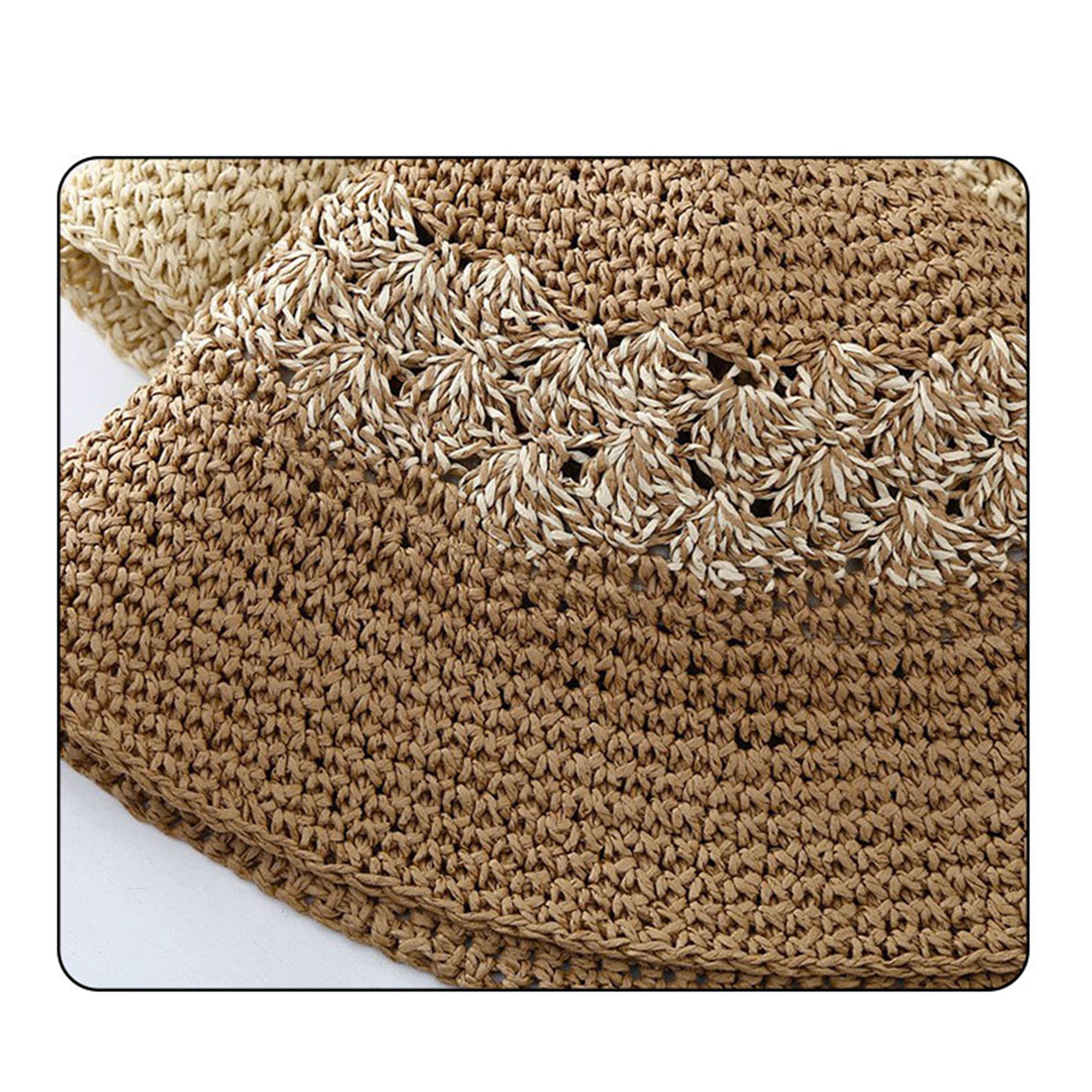Anna-Kaci Straw Bucket Hat Woven Knit Breathable Sun Hat Adjustable Summer Hat