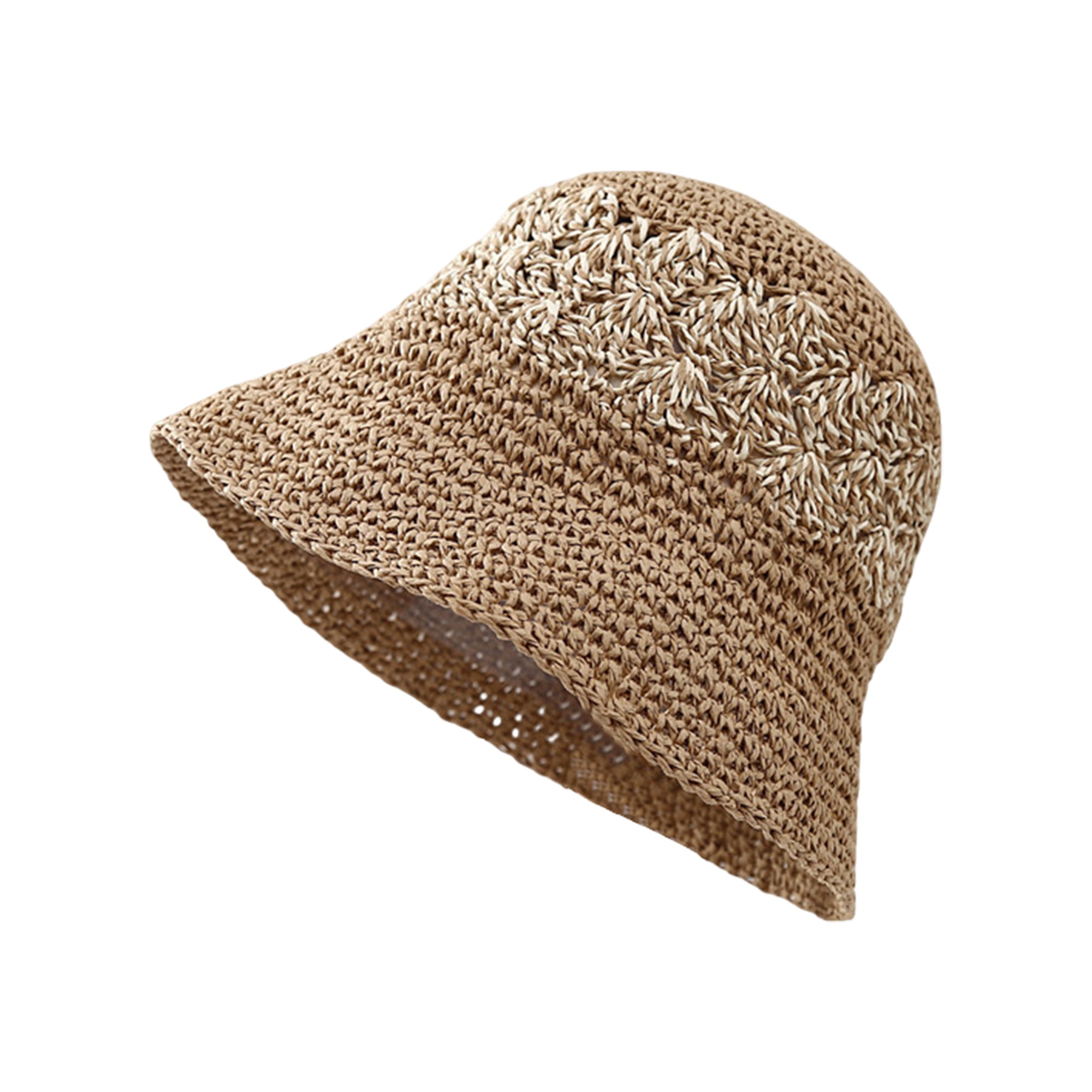Anna-Kaci Straw Bucket Hat Woven Knit Breathable Sun Hat Adjustable Summer Hat