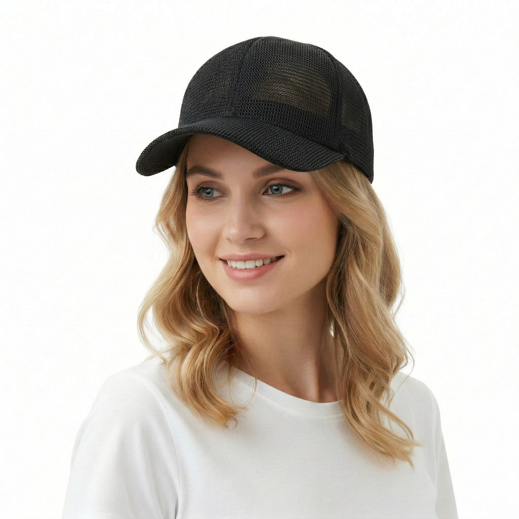 Anna-Kaci Women Straw Baseball Cap Lightweight Breathable Sun Hat Casual Summer Visor Hat