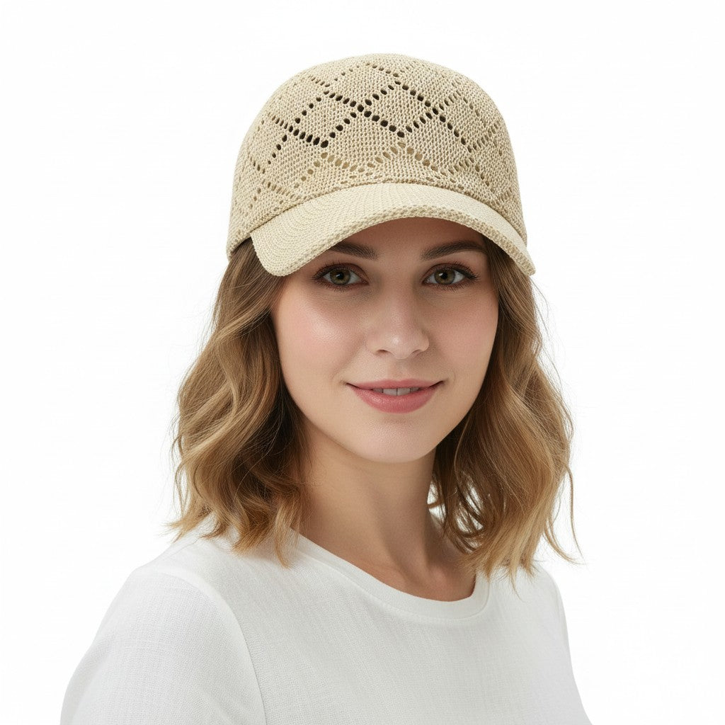 Anna-Kaci Women Woven Straw Baseball Hat Breathable Mesh Cap Lightweight Summer Sun Visor