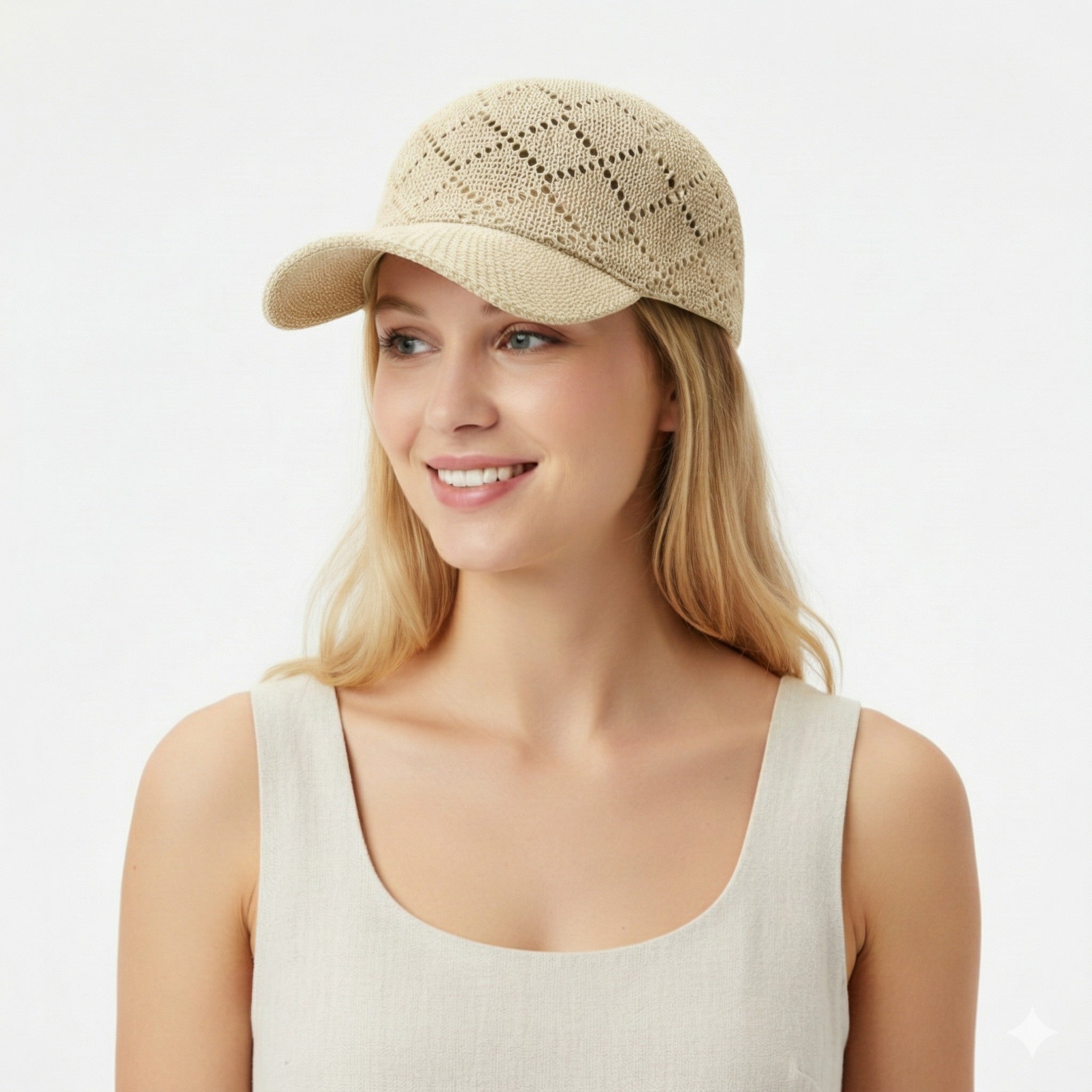Anna-Kaci Women Woven Straw Baseball Hat Breathable Mesh Cap Lightweight Summer Sun Visor