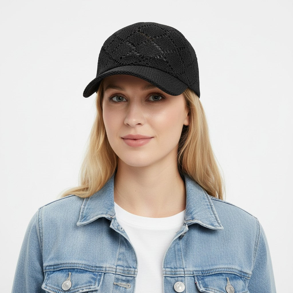 Anna-Kaci Women Woven Straw Baseball Hat Breathable Mesh Cap Lightweight Summer Sun Visor