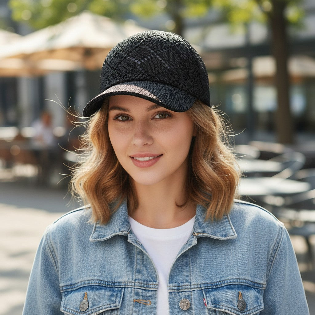 Anna-Kaci Women Woven Straw Baseball Hat Breathable Mesh Cap Lightweight Summer Sun Visor