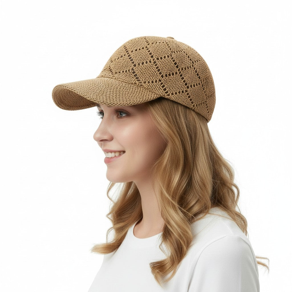 Anna-Kaci Women Woven Straw Baseball Hat Breathable Mesh Cap Lightweight Summer Sun Visor