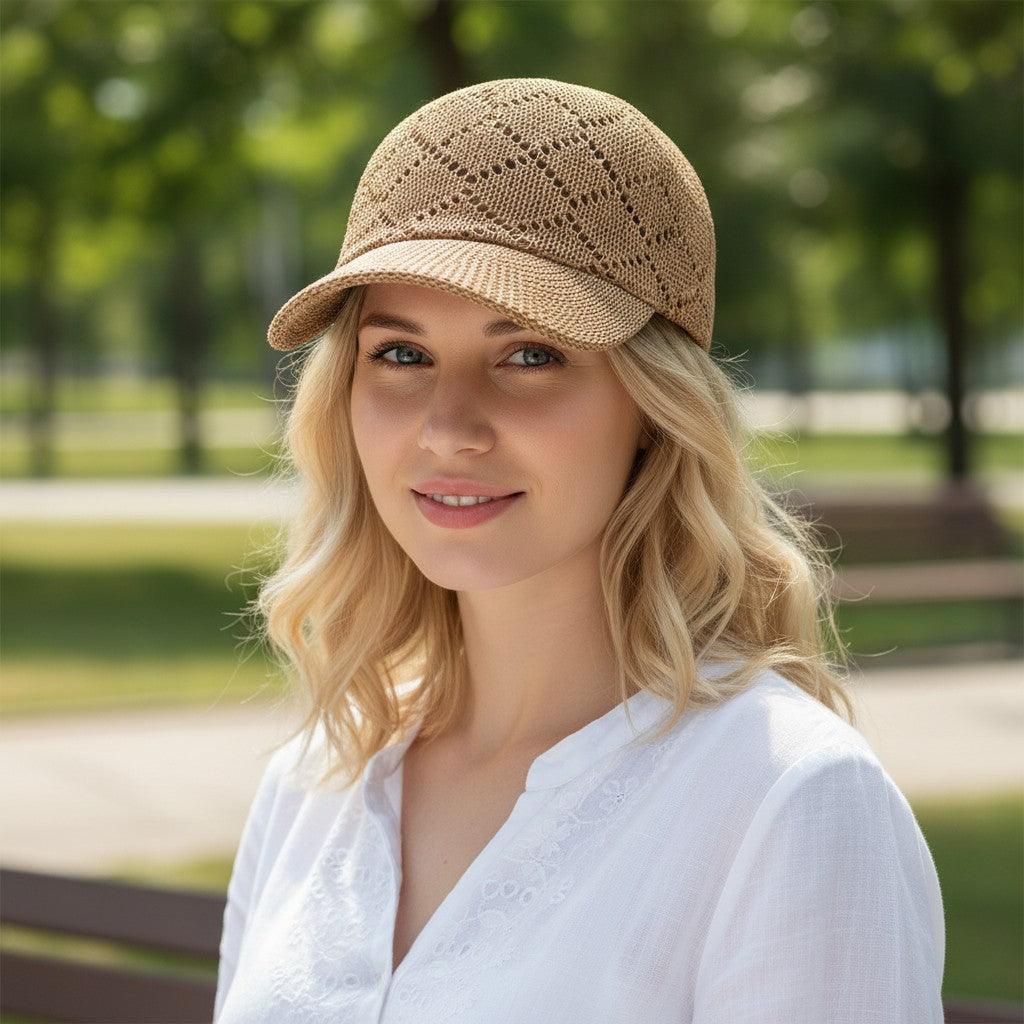 Anna-Kaci Women Woven Straw Baseball Hat Breathable Mesh Cap Lightweight Summer Sun Visor