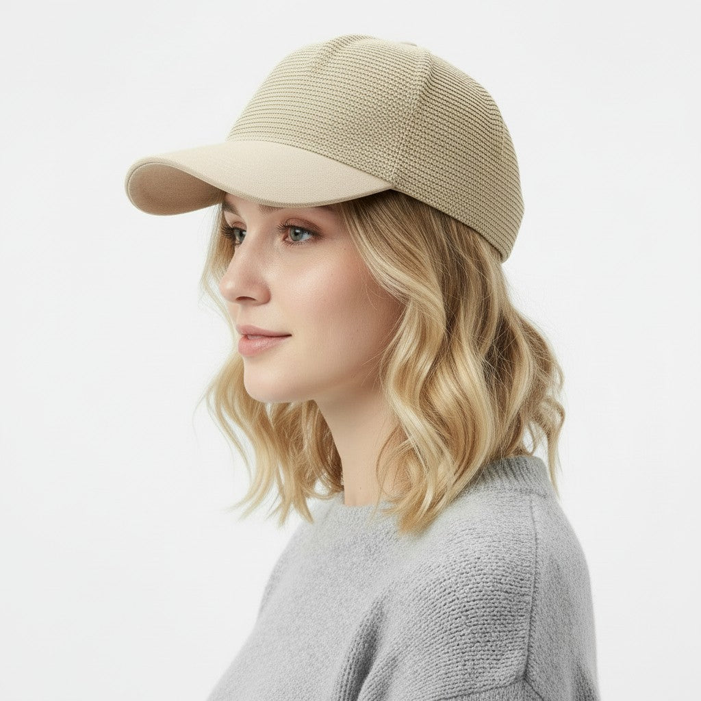 Anna-Kaci Women Straw Baseball Cap Woven Crown Fabric Brim Lightweight Breathable Summer Hat