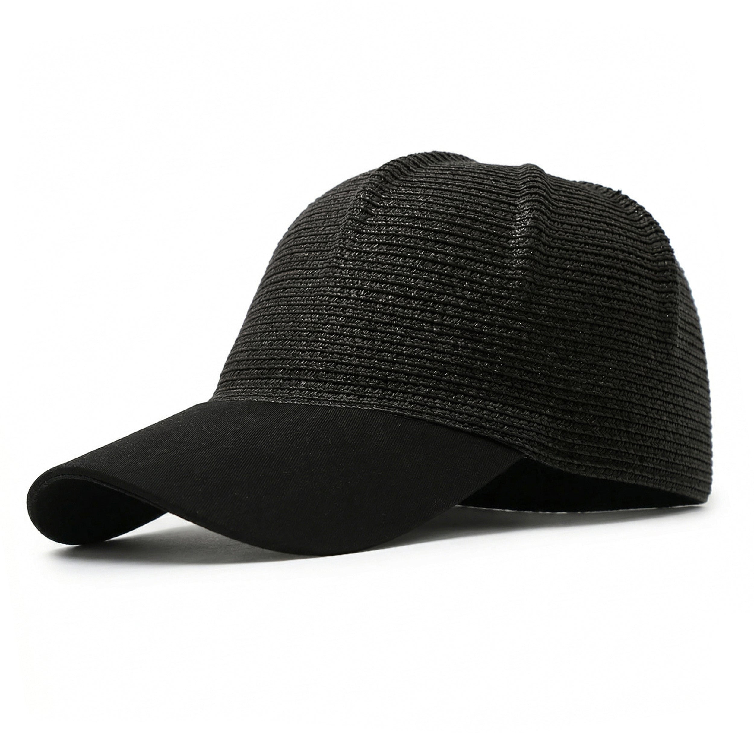 Anna-Kaci Women Straw Baseball Cap Woven Crown Fabric Brim Lightweight Breathable Summer Hat