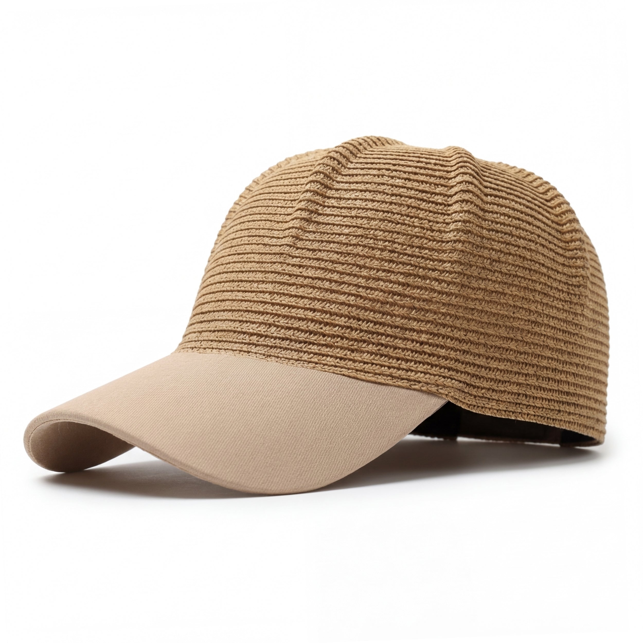 Anna-Kaci Women Straw Baseball Cap Woven Crown Fabric Brim Lightweight Breathable Summer Hat