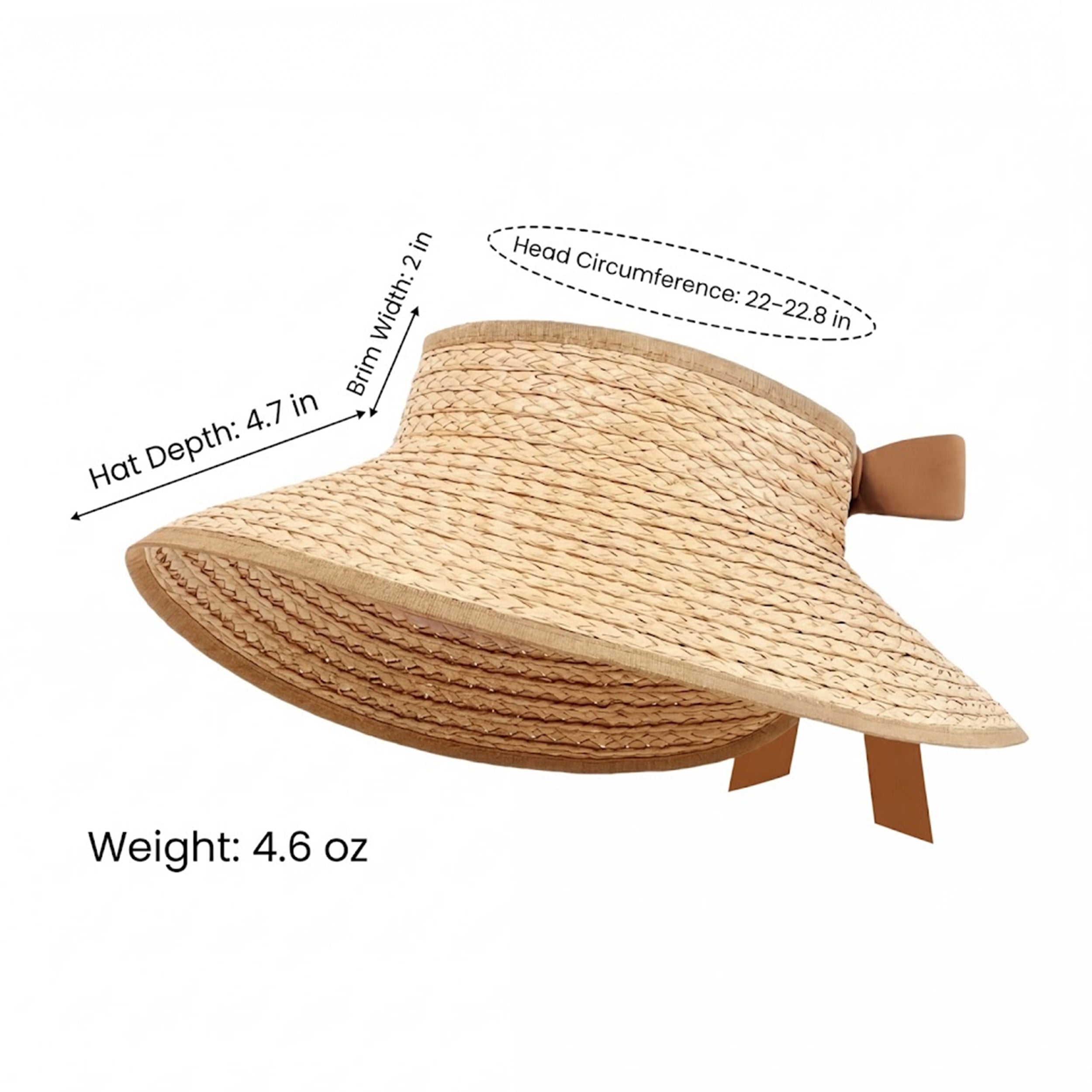 Anna-Kaci Women Straw Sun Visor Hat Wide Brim Open Top Adjustable Bow Lightweight Summer Hat