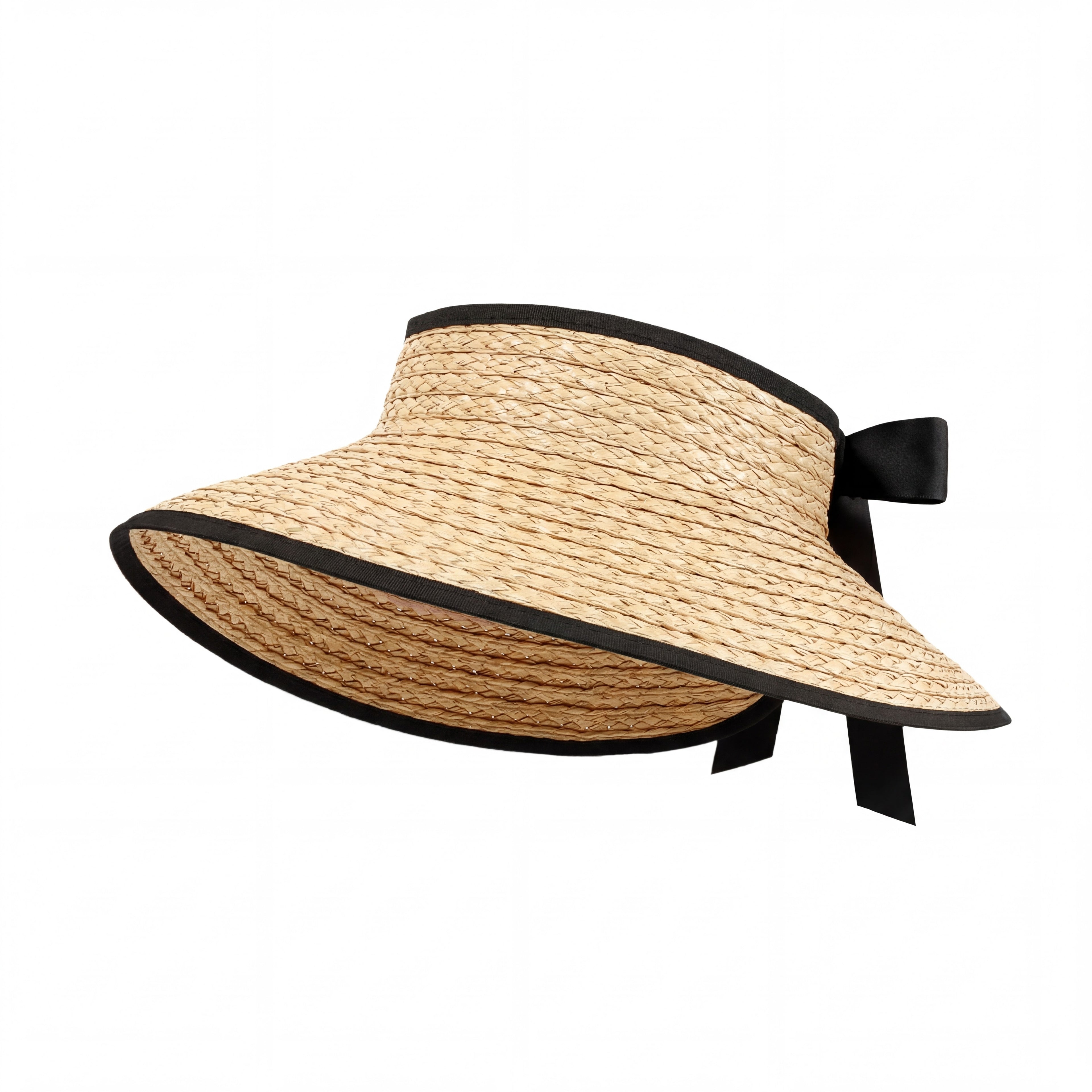 Anna-Kaci Women Straw Sun Visor Hat Wide Brim Open Top Adjustable Bow Lightweight Summer Hat