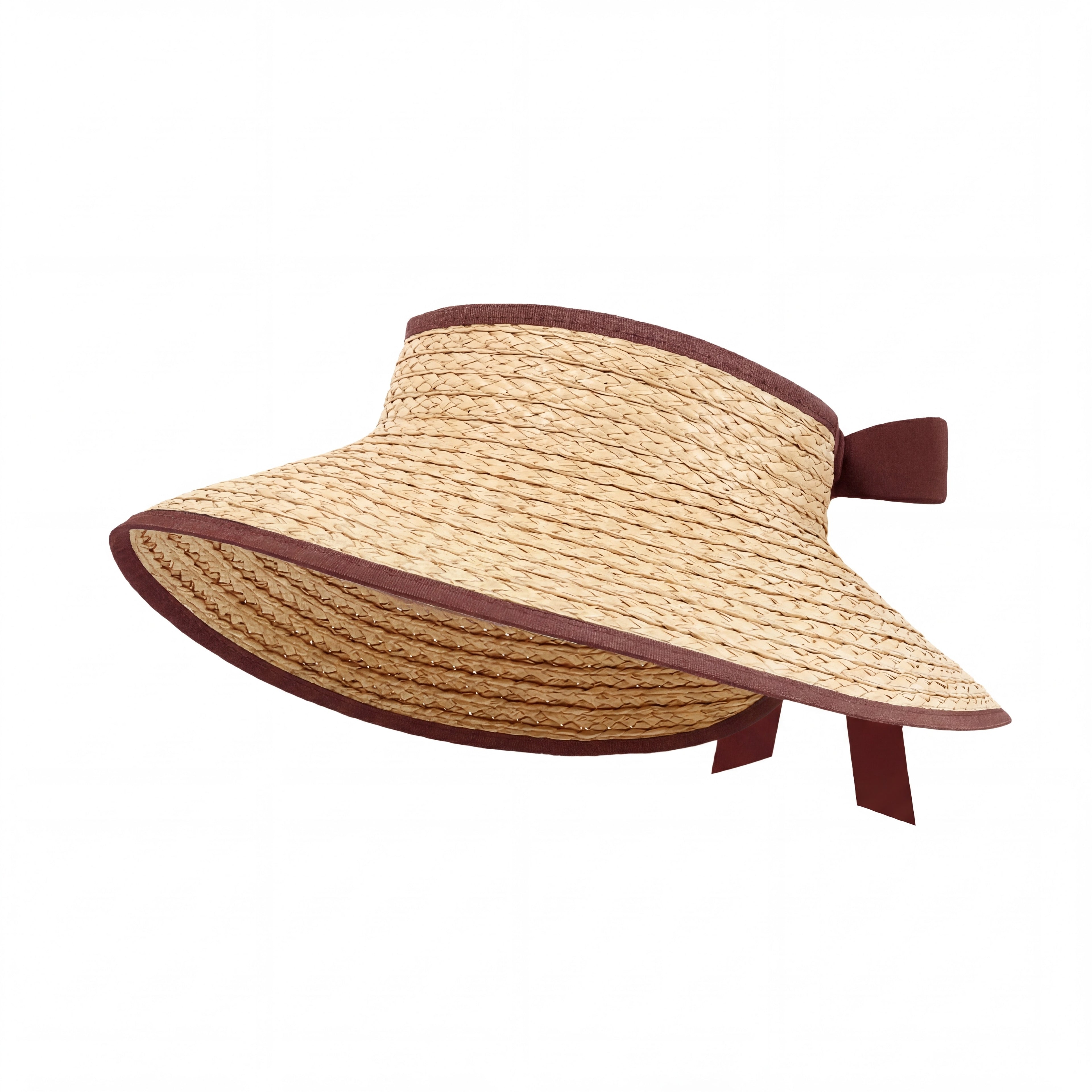 Anna-Kaci Women Straw Sun Visor Hat Wide Brim Open Top Adjustable Bow Lightweight Summer Hat