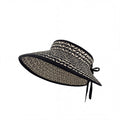 Anna-Kaci Women Straw Sun Visor Hat Wide Brim Contrast Trim Adjustable Bow Lightweight Summer Hat