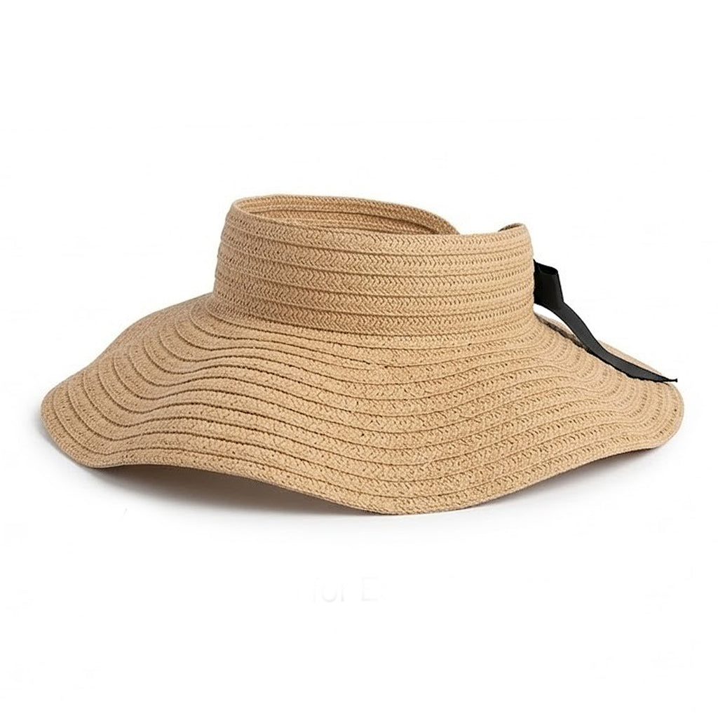 Anna-Kaci Women Straw Sun Visor Hat Wide Brim Rollable Packable Adjustable Open Top Summer Hat